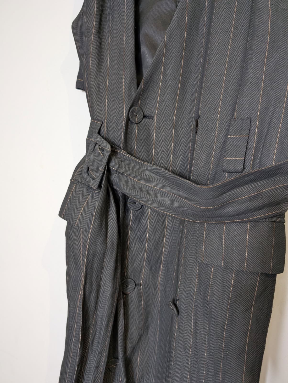 Ginger & Smart Longline Pinstripe Double-Breasted Sleeveless Vest Coat — photo 2 of 7
