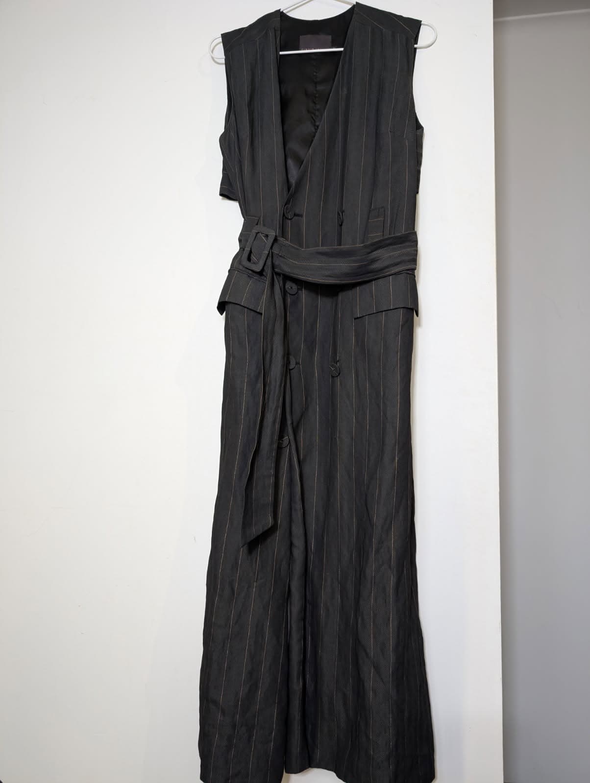 Ginger & Smart Longline Pinstripe Double-Breasted Sleeveless Vest Coat — photo 6 of 7