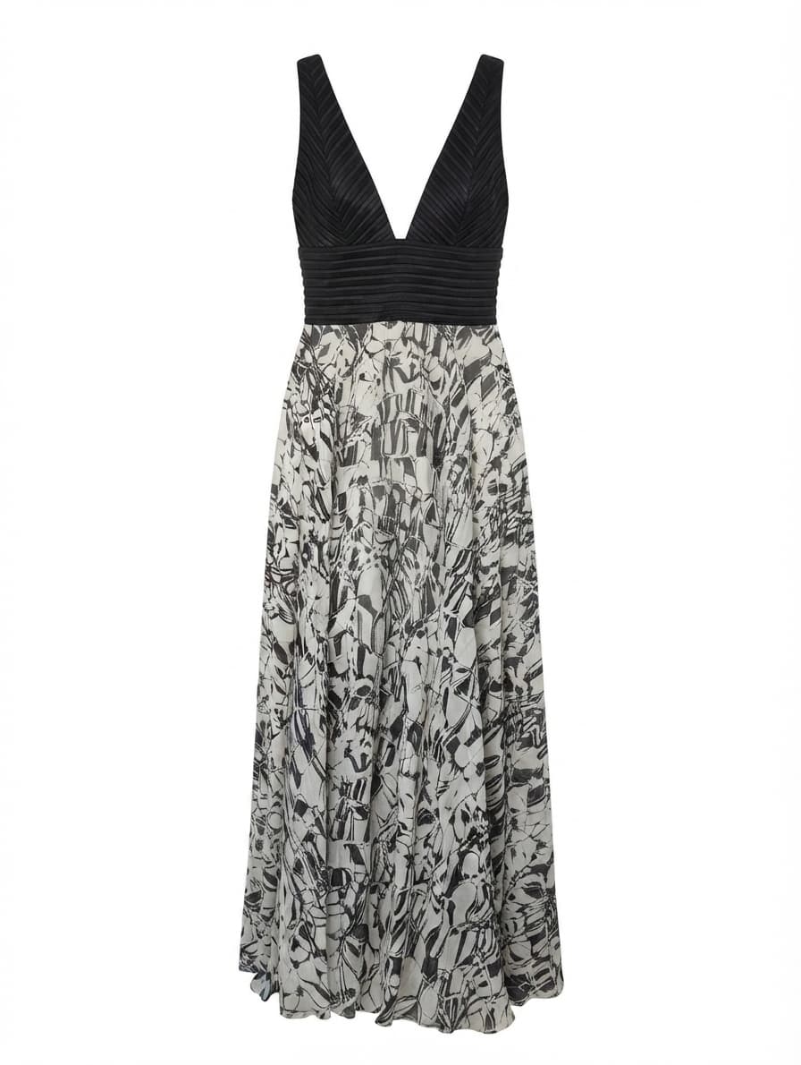 GINGER & SMART Maxi Dress Abstract Print Pleated Bodice — photo 1 of 7