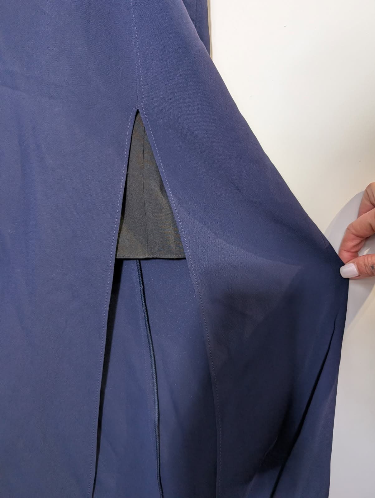 Ginger & Smart Navy Blue Maxi Dress - Elegant V-Neck Cape Detail — photo 2 of 9