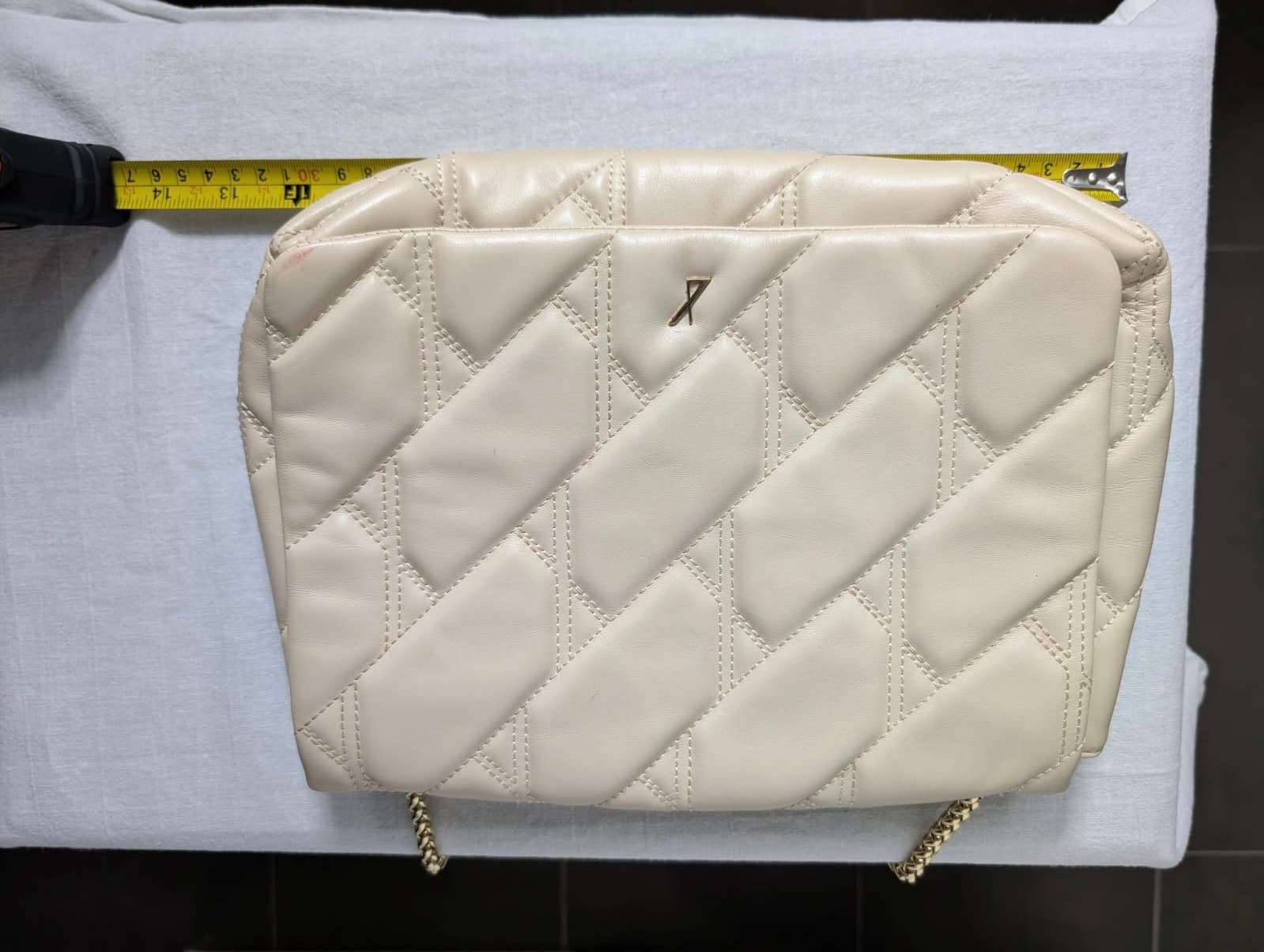 Ginger & Smart Quilted Leather Shoulder Bag Cream Gold Chain — photo 7 of 8
