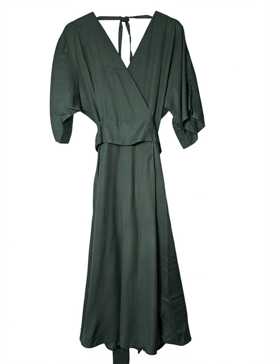 Ginger & Smart Satin Wrap Midi Dress Dark Green Size 8 — photo 1 of 8