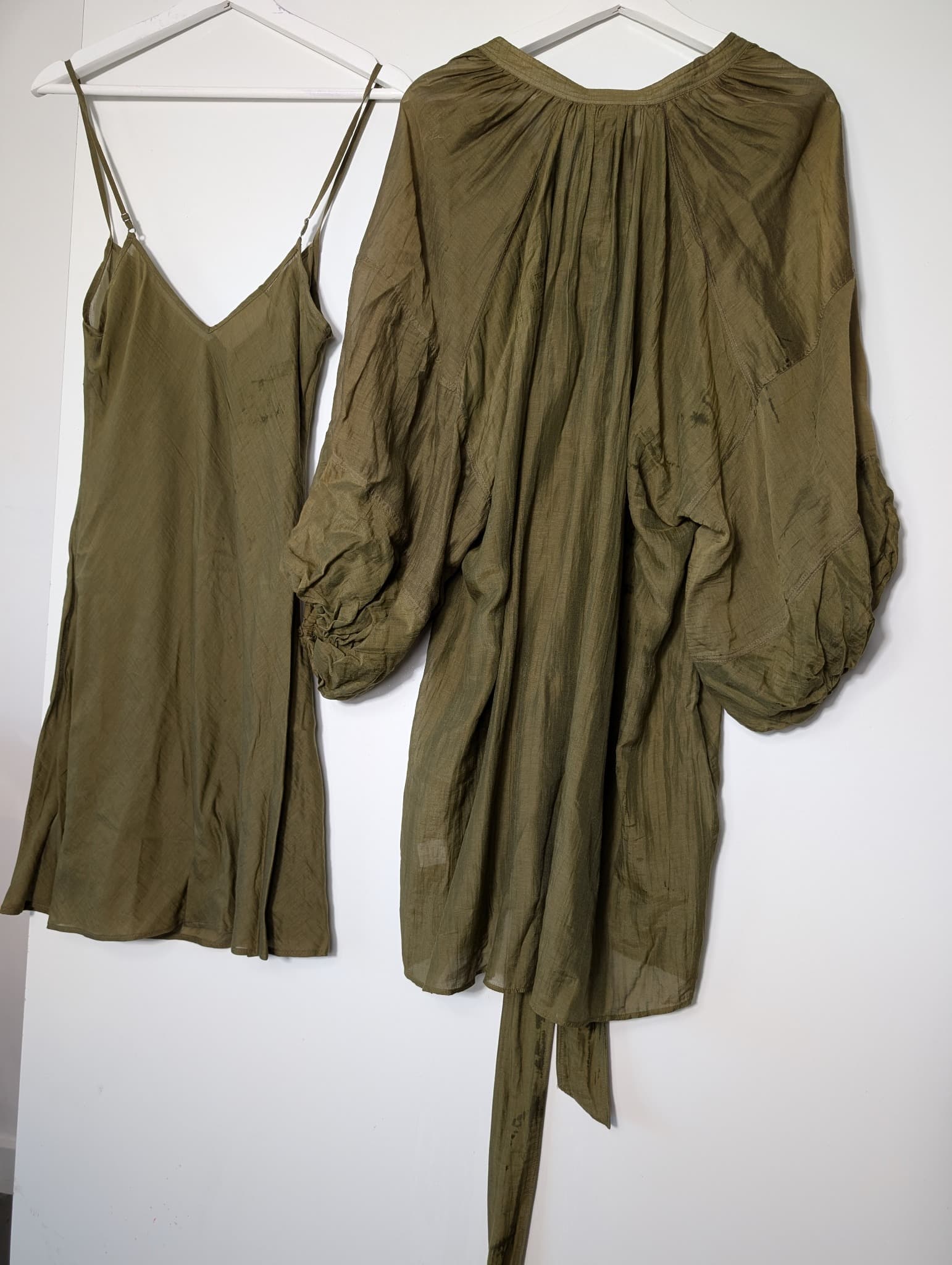 Ginger & Smart Silk Blouse and Slip Set Olive Green Size 8 — photo 6 of 7