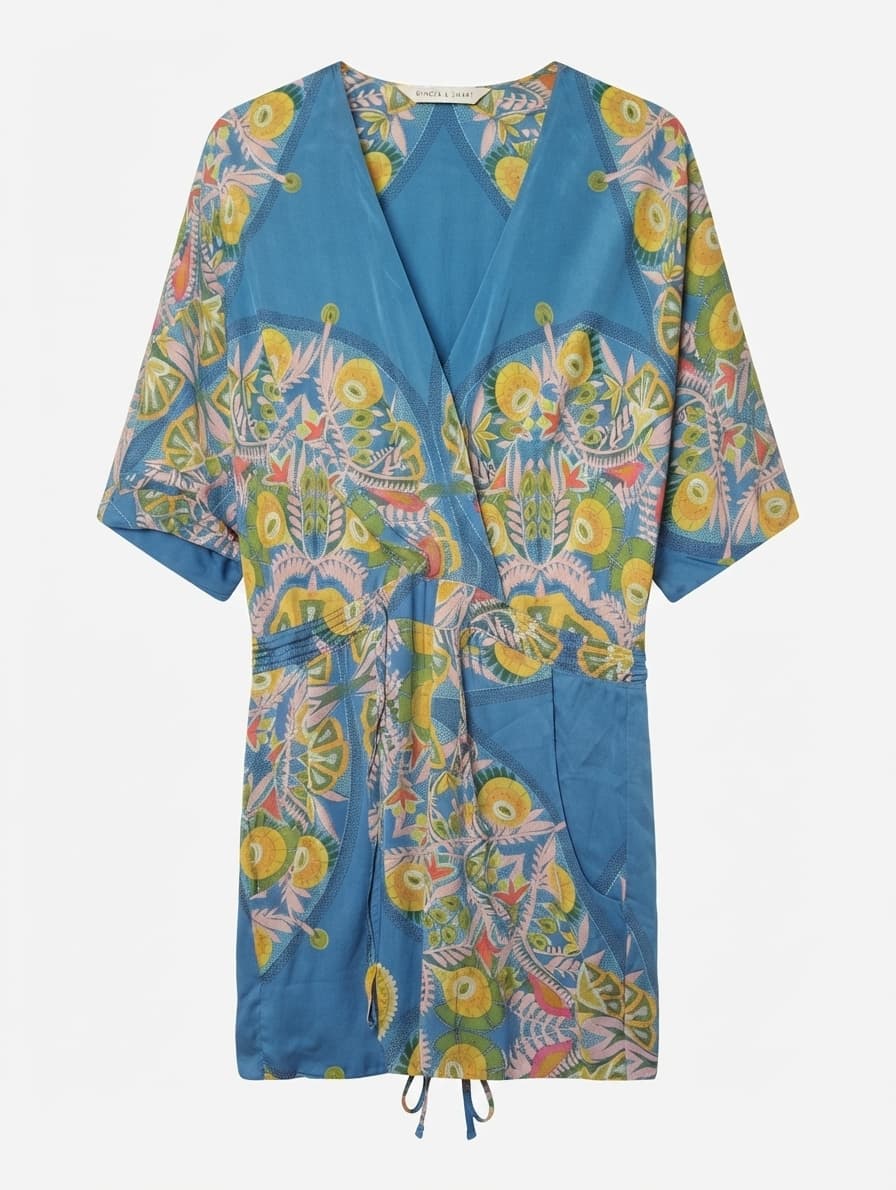 Ginger & Smart Silk Floral Wrap Dress Blue AU 10 — photo 1 of 8