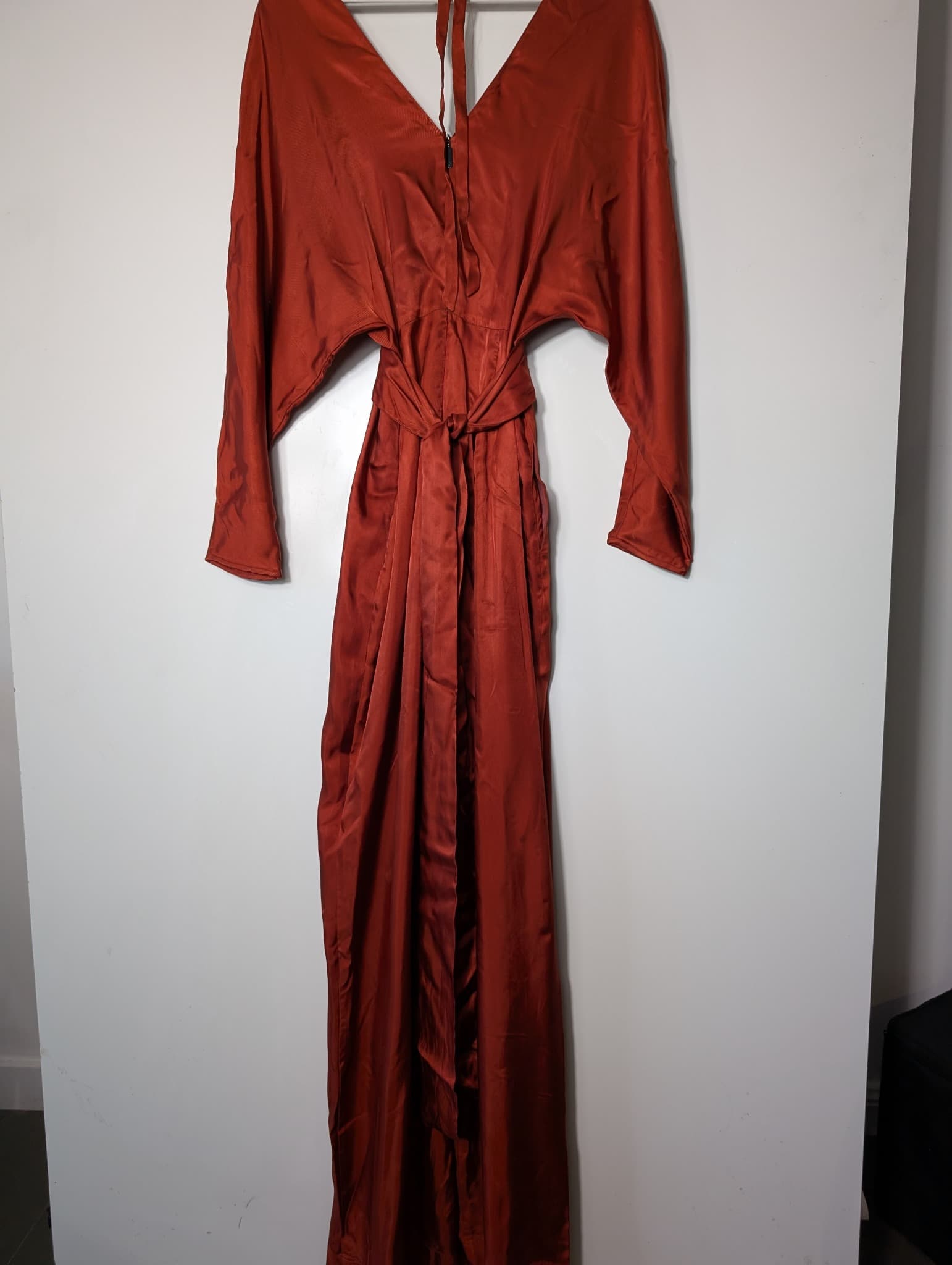 Ginger & Smart Silk Wrap Jumpsuit Rust Orange — photo 5 of 6