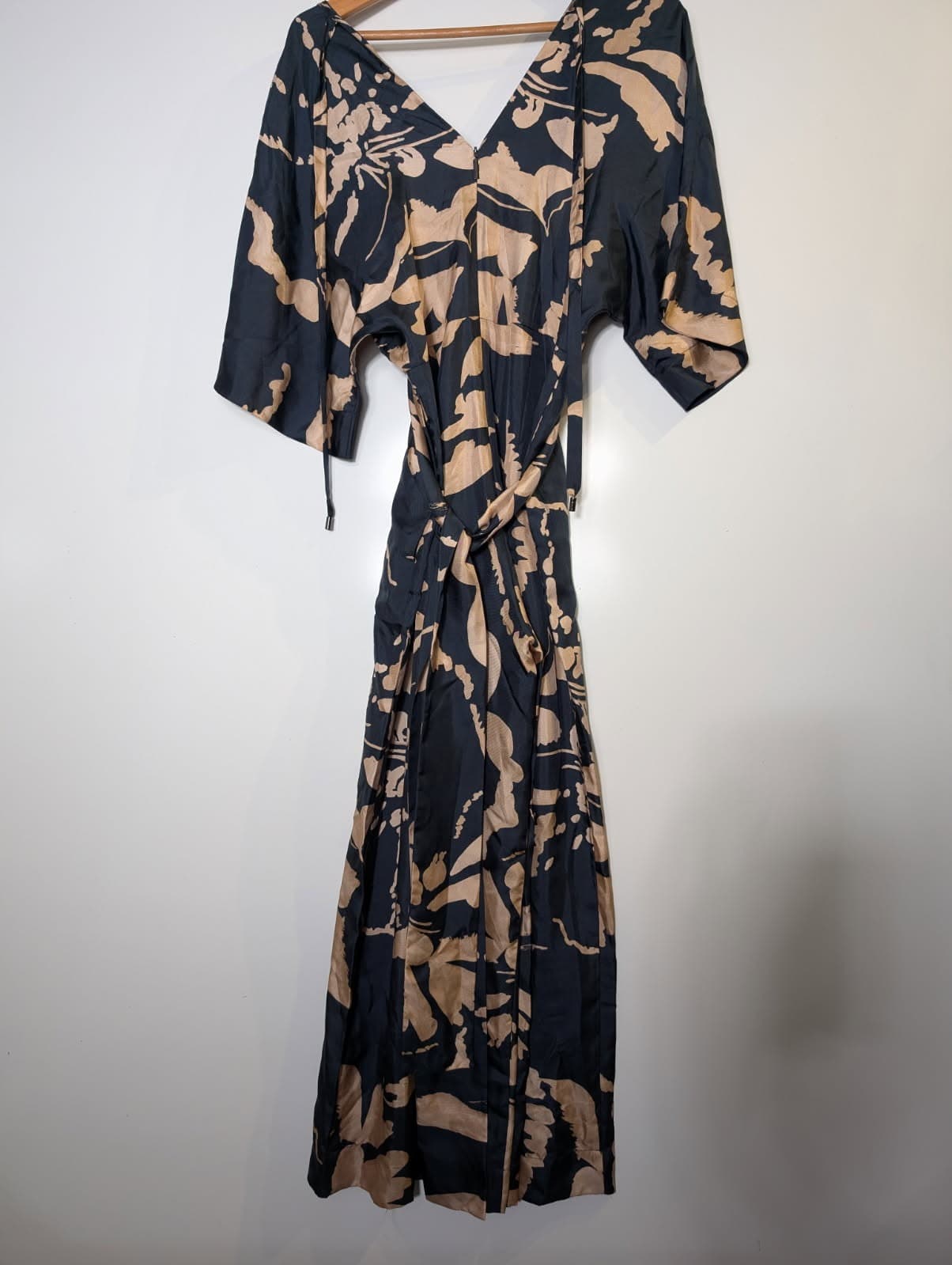 Ginger & Smart Silk Wrap Maxi Dress - Black & Tan Floral — photo 6 of 7