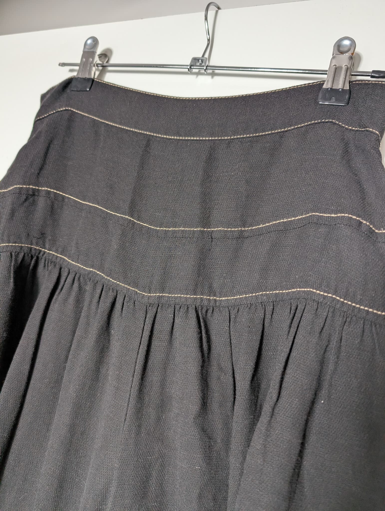 Ginger & Smart Wide-Leg Linen Trousers Black Contrast Stitching Size 8 — photo 2 of 5