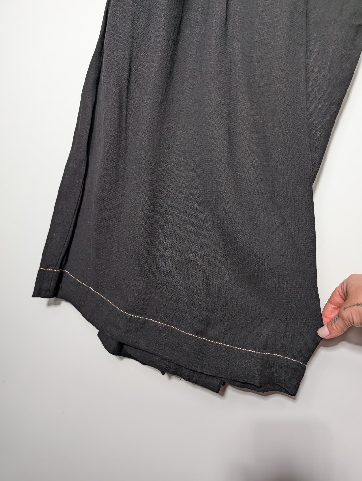 Ginger & Smart Wide-Leg Linen Trousers Black Contrast Stitching Size 8 — photo 3 of 5