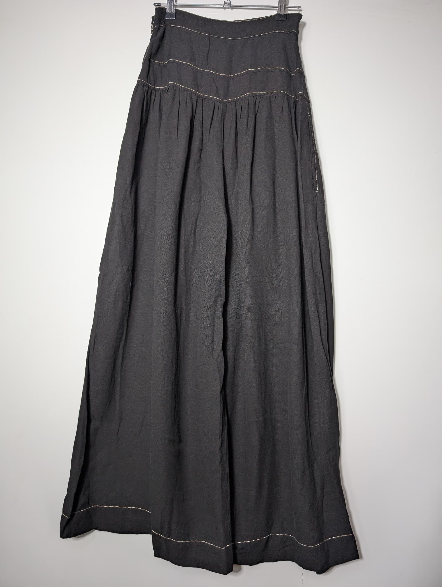 Ginger & Smart Wide-Leg Linen Trousers Black Contrast Stitching Size 8 — photo 4 of 5
