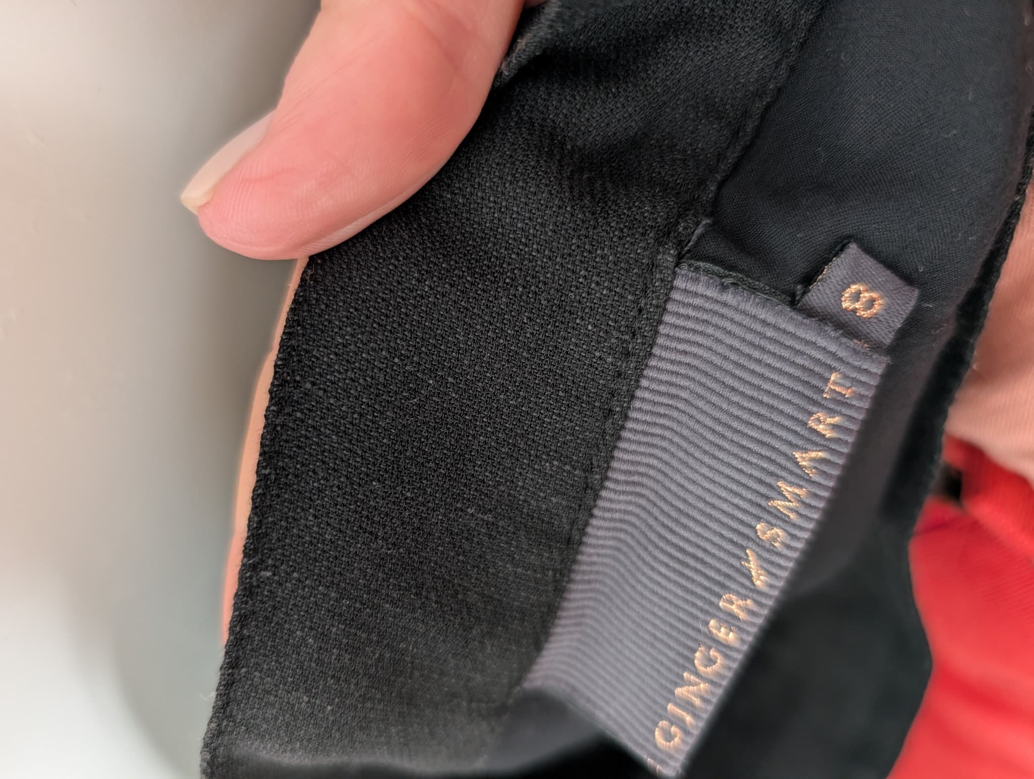 Ginger & Smart Wide-Leg Linen Trousers Black Contrast Stitching Size 8 — photo 5 of 5