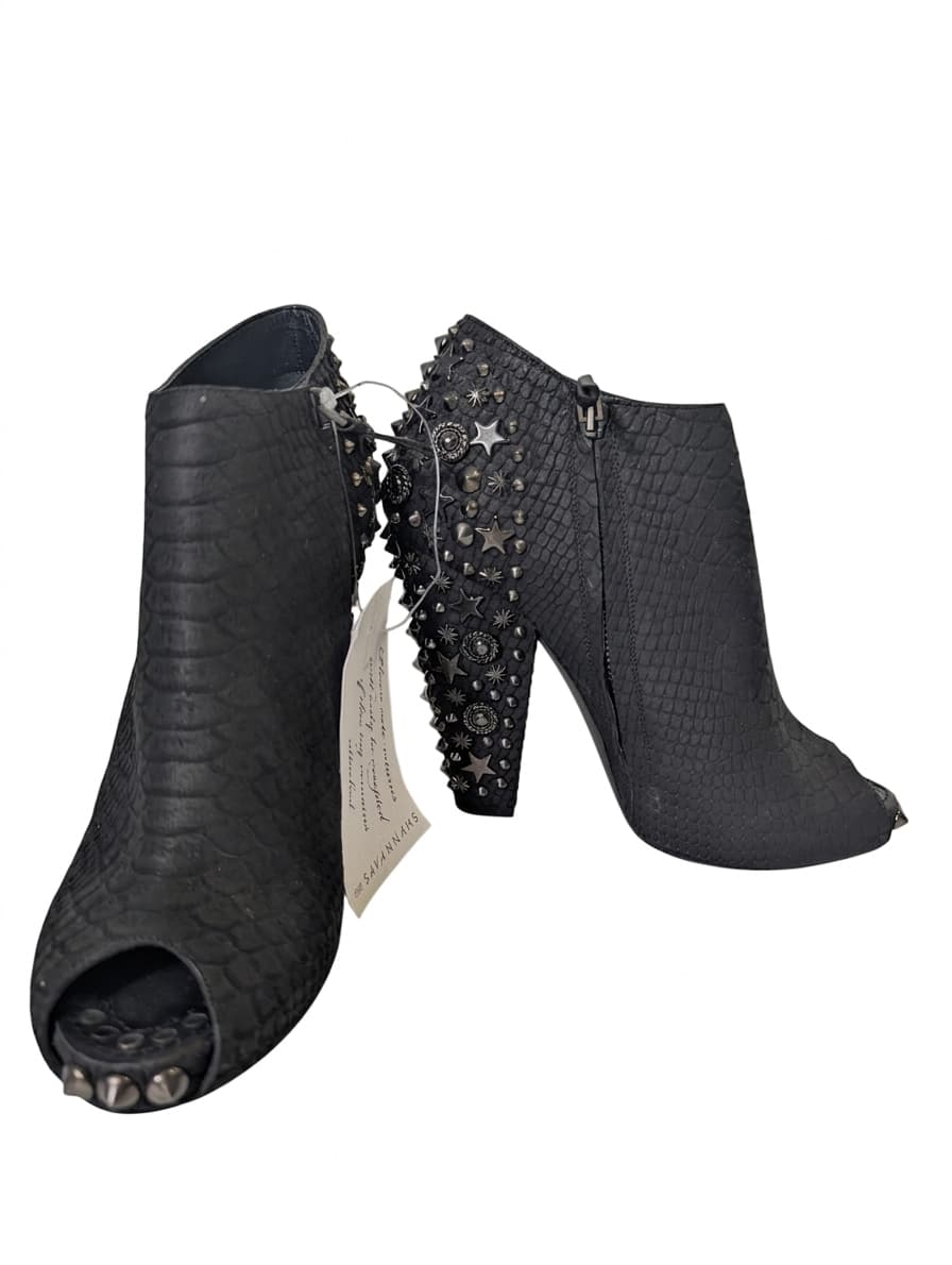 Givenchy Black Snakeskin Embossed Peep Toe Studded Ankle Boots — photo 1 of 8