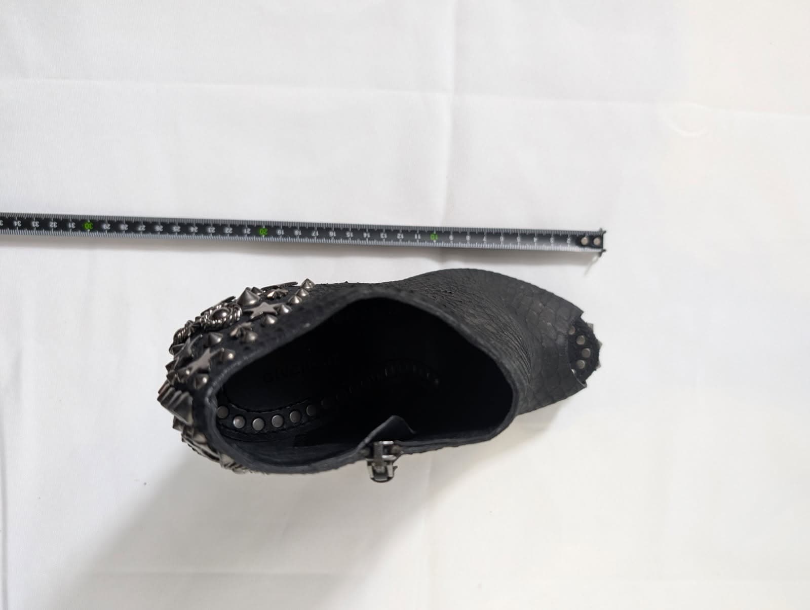 Givenchy Black Snakeskin Embossed Peep Toe Studded Ankle Boots — photo 8 of 8