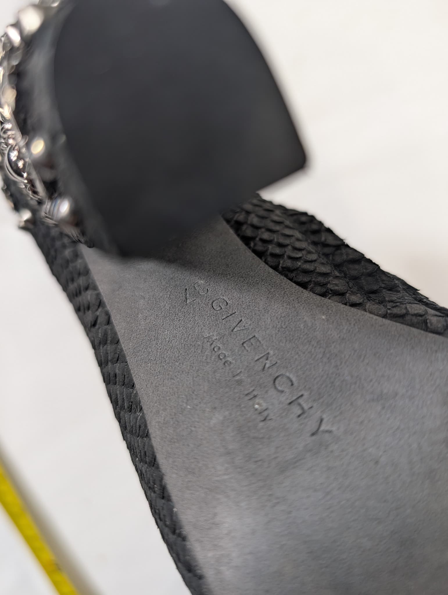 Givenchy Snakeskin Embossed Studded Peep Toe Ankle Boots Black — photo 7 of 8