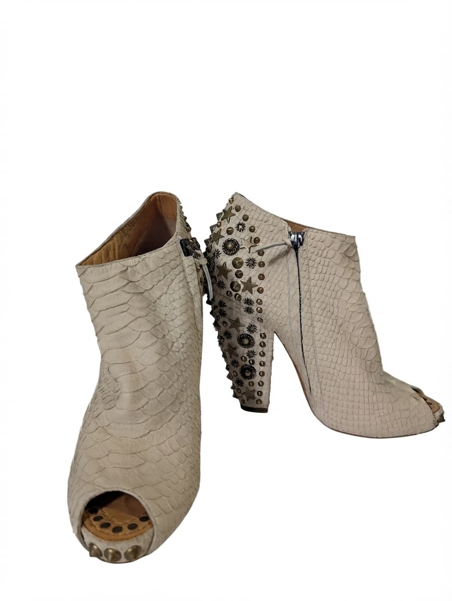 Givenchy Studded Peep-Toe Ankle Boots Beige Leather — photo 1 of 9