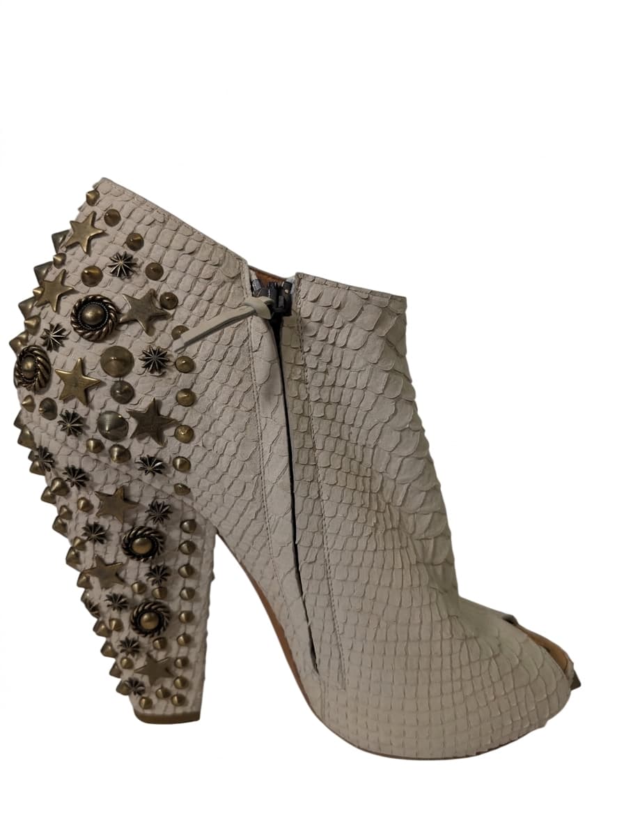 Givenchy Studded Peep Toe Booties - Off-White Leather — photo 1 of 8