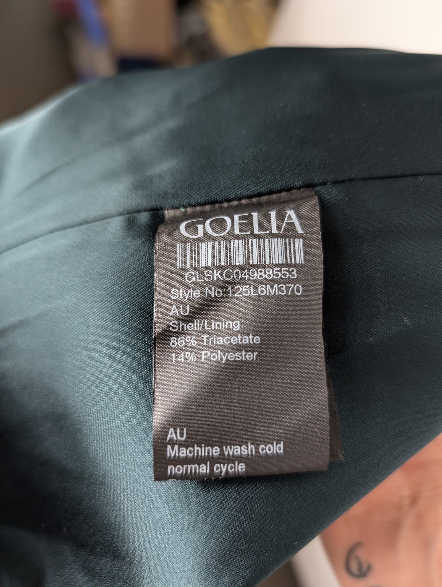 GOELIA Satin Blazer Dark Green Women's AU 14 — photo 8 of 10