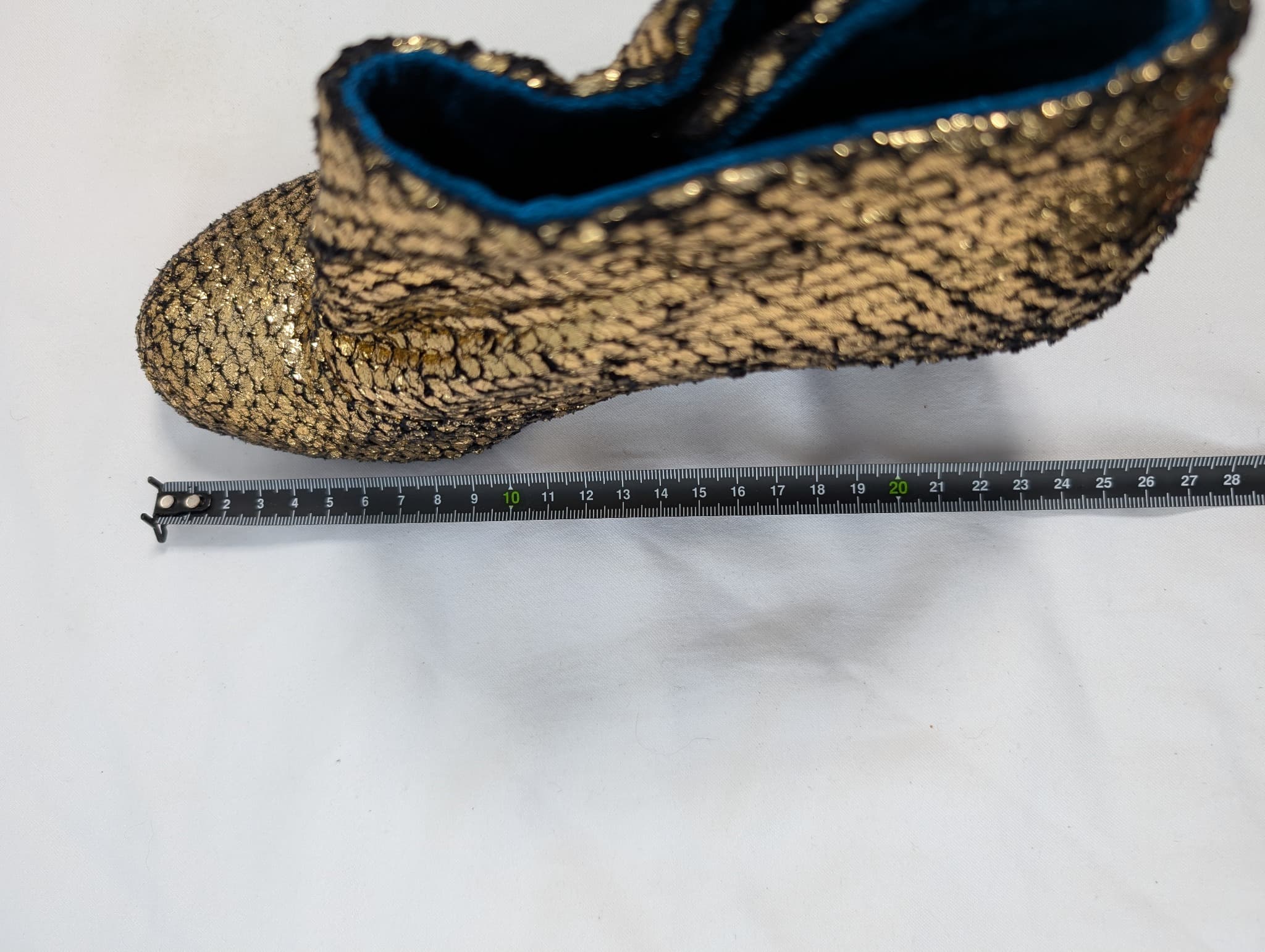 Gold Metallic Textured Leather Ankle Boots Size 39 — photo 8 of 8