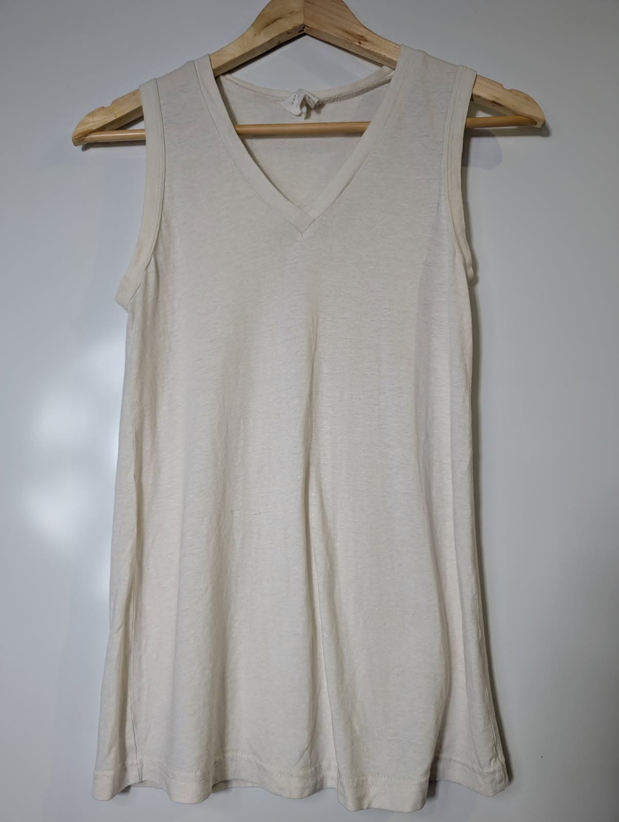 Good Studios V-Neck Tank Top Organic Cotton Hemp Blend Off-White XS — photo 4 of 5
