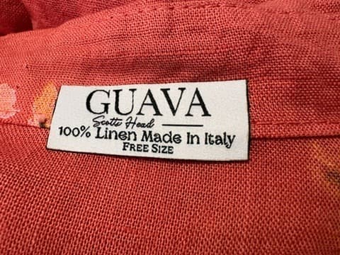 Guava Scotts Head Floral Tunic Shirt Coral 100% Linen Free Size — photo 3 of 4