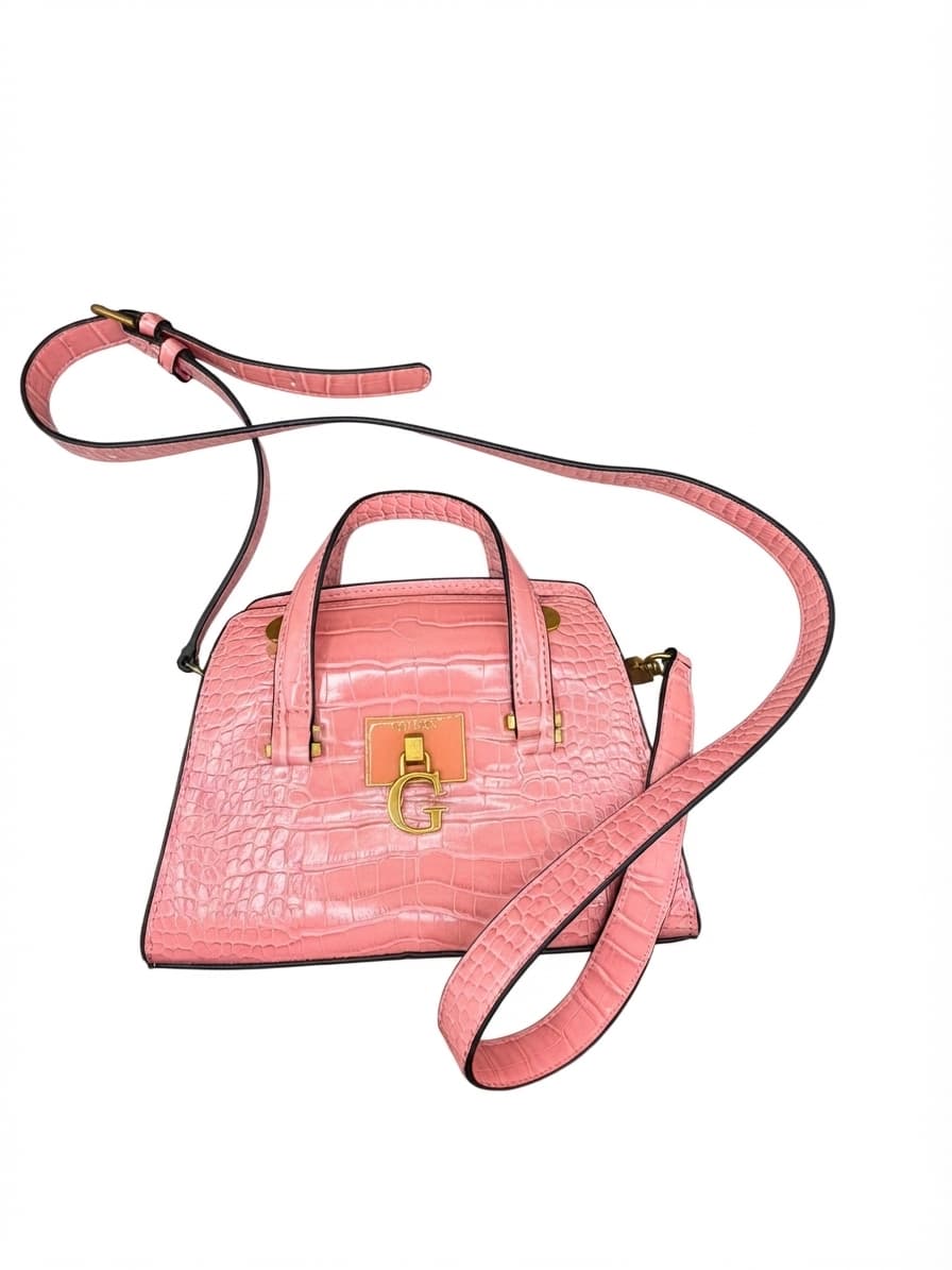 Guess Croc-Embossed Satchel Pink Small — photo 1 of 3