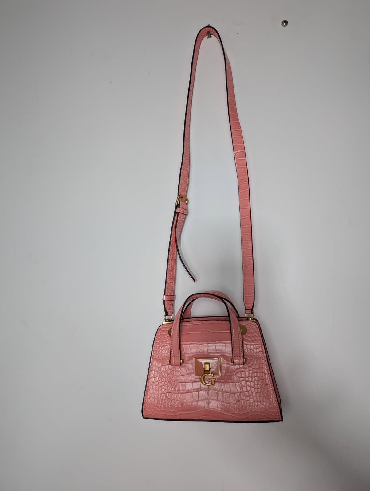 Guess Pink Croc-Embossed Satchel Crossbody Bag — photo 8 of 8