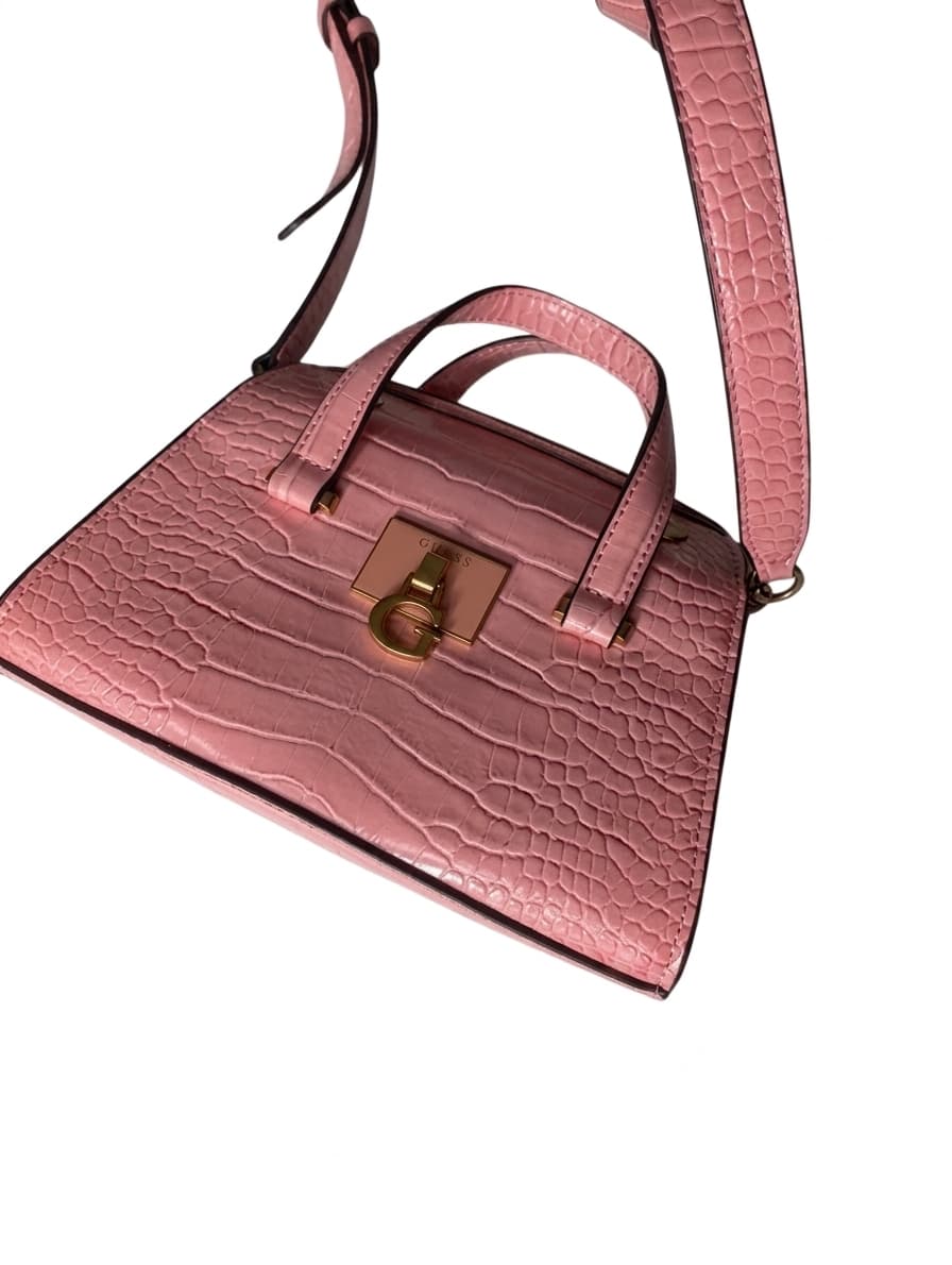 Guess Pink Croc-Embossed Satchel Crossbody Bag — photo 1 of 8