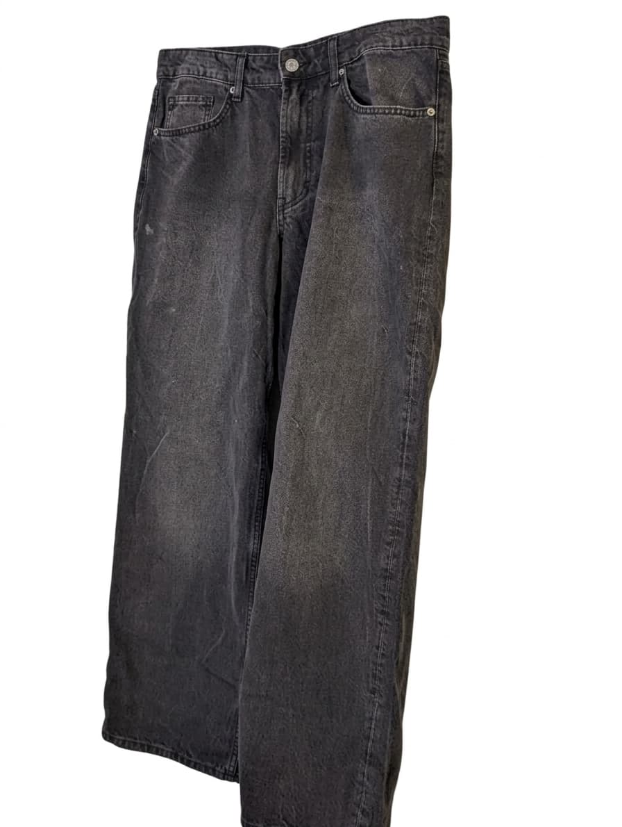 H&M Baggy Wide Leg Jeans Black Mid Waist Women's US 8 — photo 1 of 10