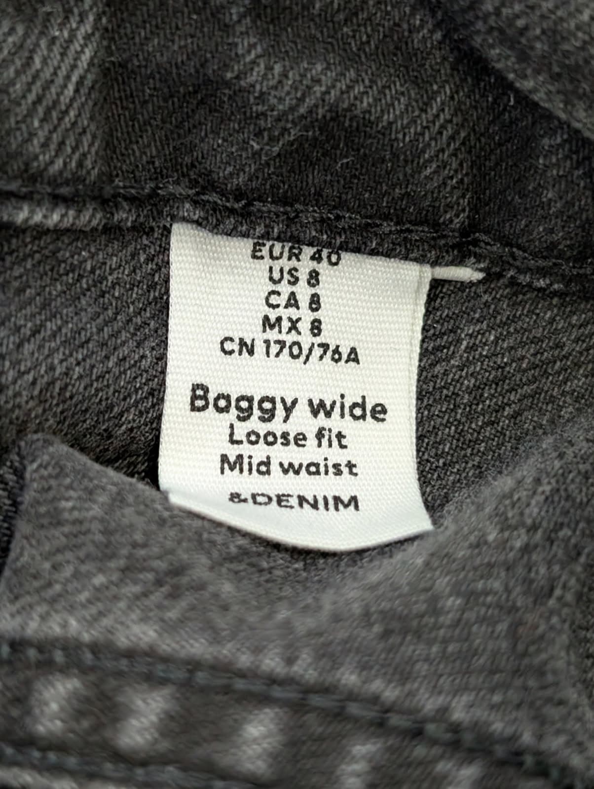 H&M Baggy Wide Leg Jeans Black Mid Waist Women's US 8 — photo 6 of 10