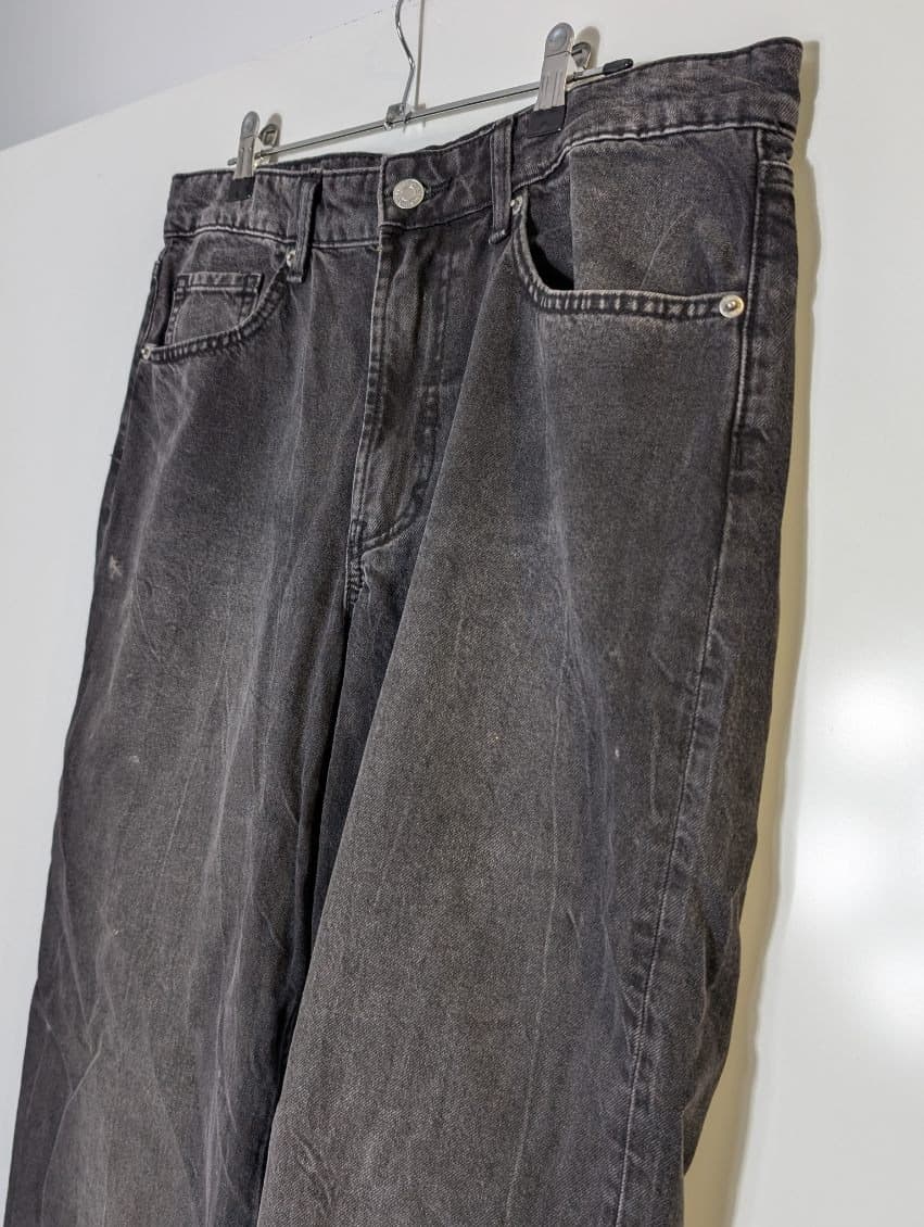 H&M Baggy Wide Loose Fit Jeans - Black Denim — photo 4 of 10