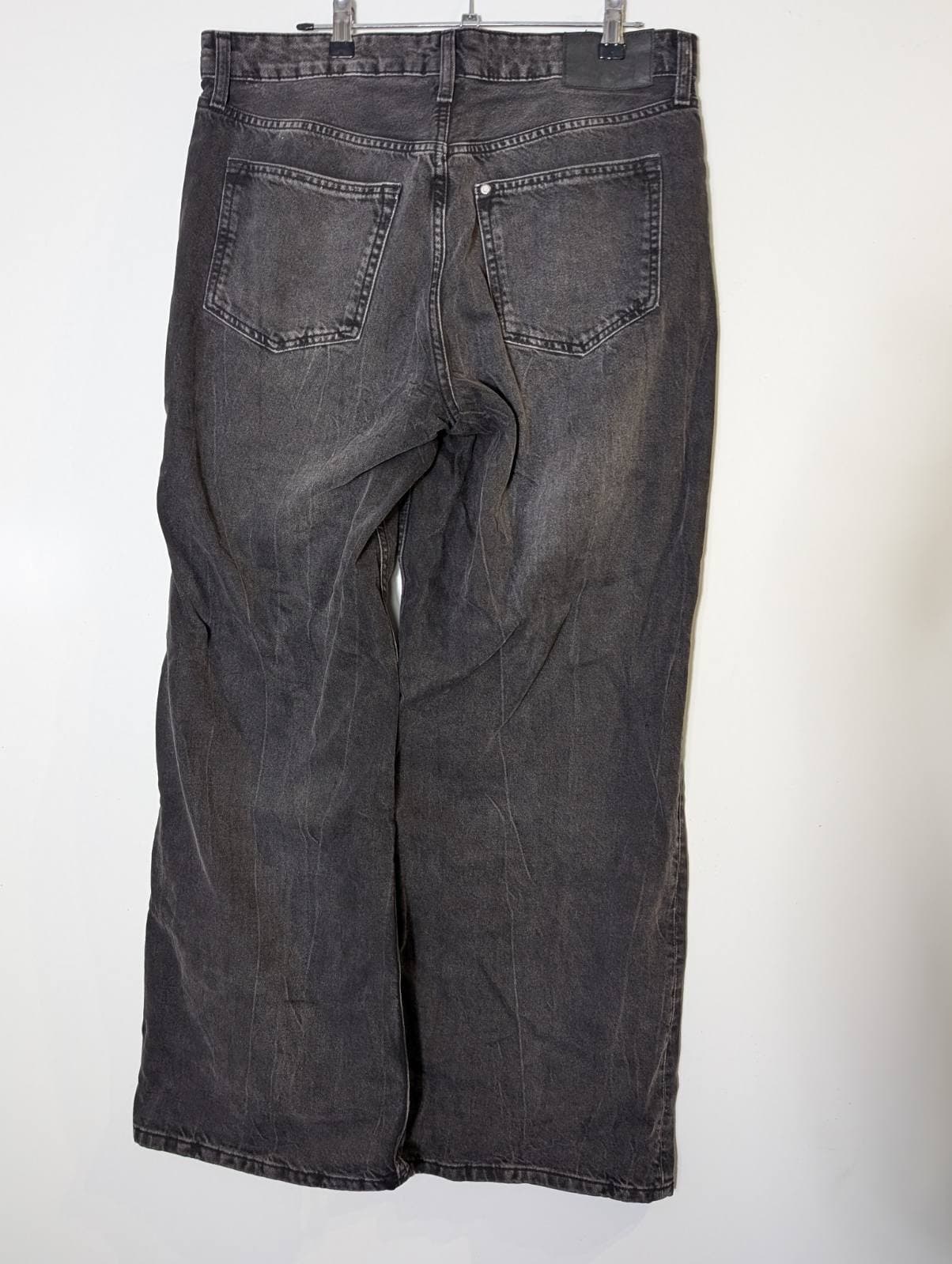 H&M Baggy Wide Loose Fit Jeans - Black Denim — photo 8 of 10