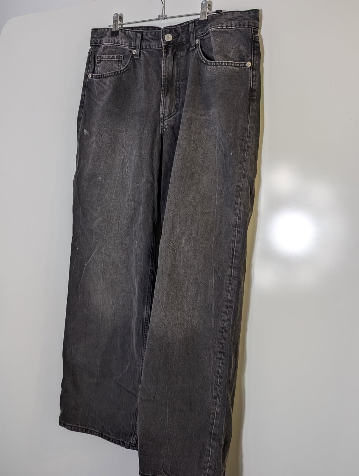 H&M Baggy Wide Loose Fit Jeans - Black Denim — photo 9 of 10