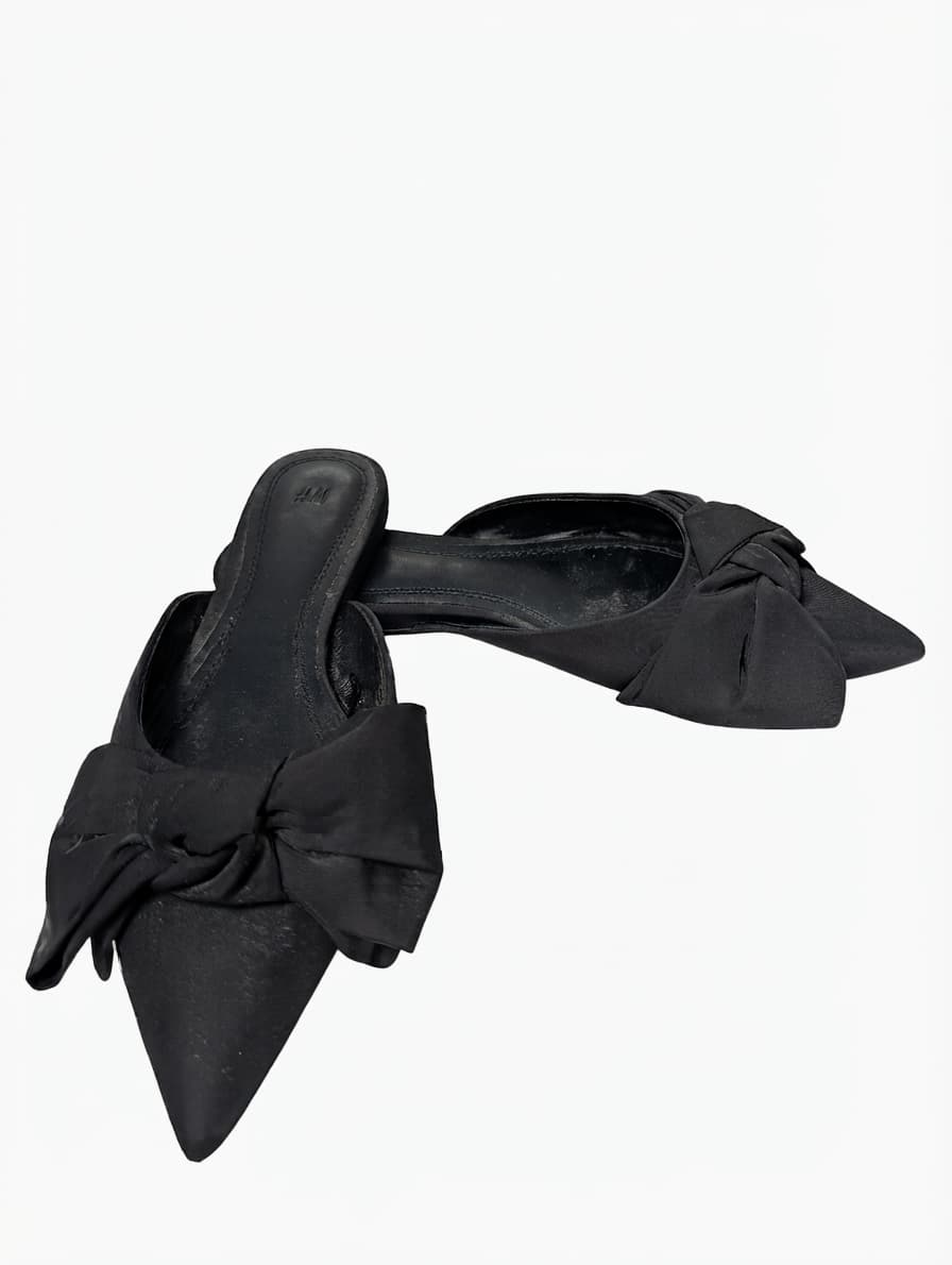 H&M Pointed Toe Bow Mules Black Size 38 — photo 1 of 11