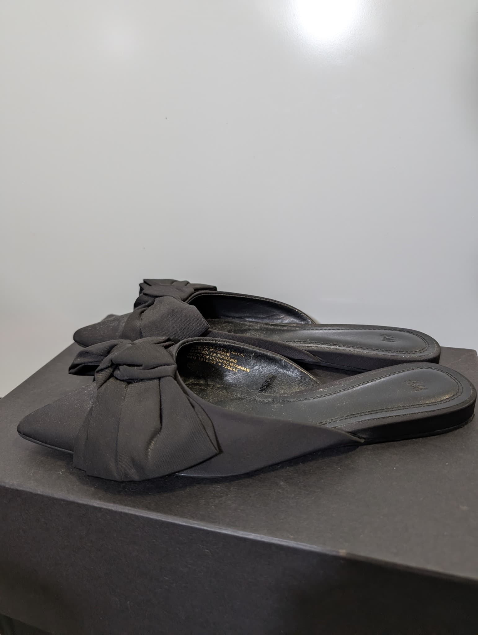H&M Satin Bow Pointed Mules Black EU 38 — photo 2 of 6