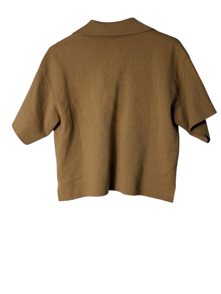 H&M Silk Blend Knit Polo Shirt Tan Women's XS — photo 2 of 9