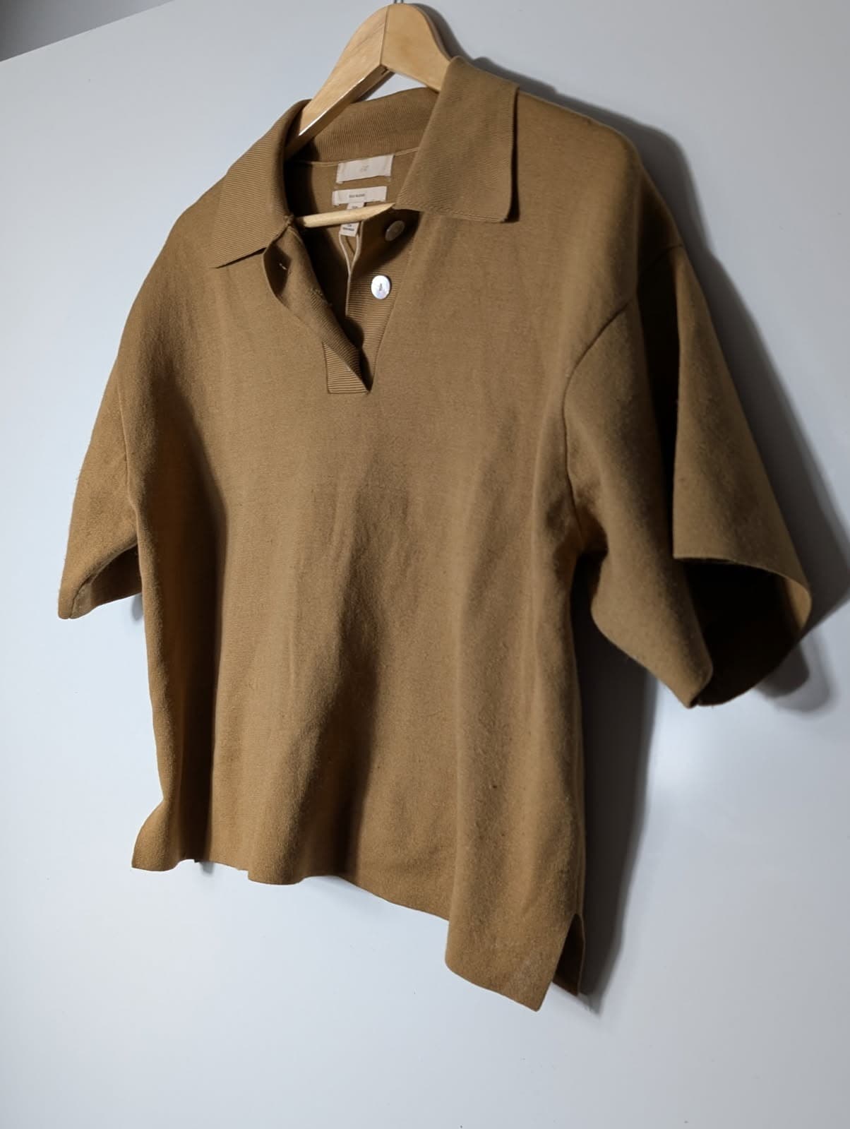 H&M Silk Blend Knit Polo Shirt Tan Women's XS — photo 7 of 9