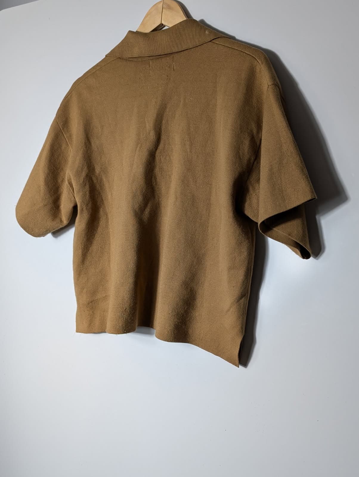 H&M Silk Blend Knit Polo Shirt Tan Women's XS — photo 9 of 9