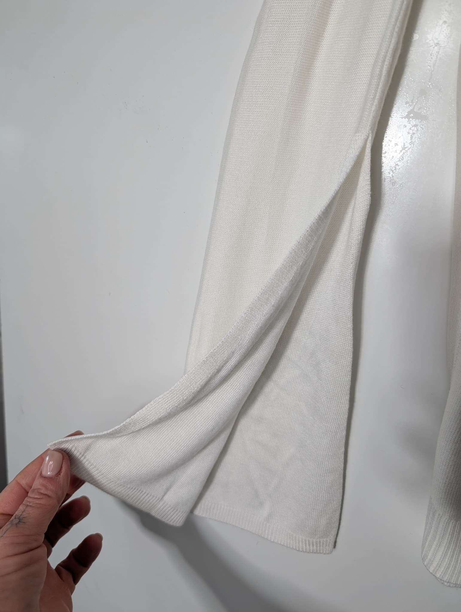 Halston Heritage Knit Sweater With Silk Side Panels White Small — photo 3 of 9