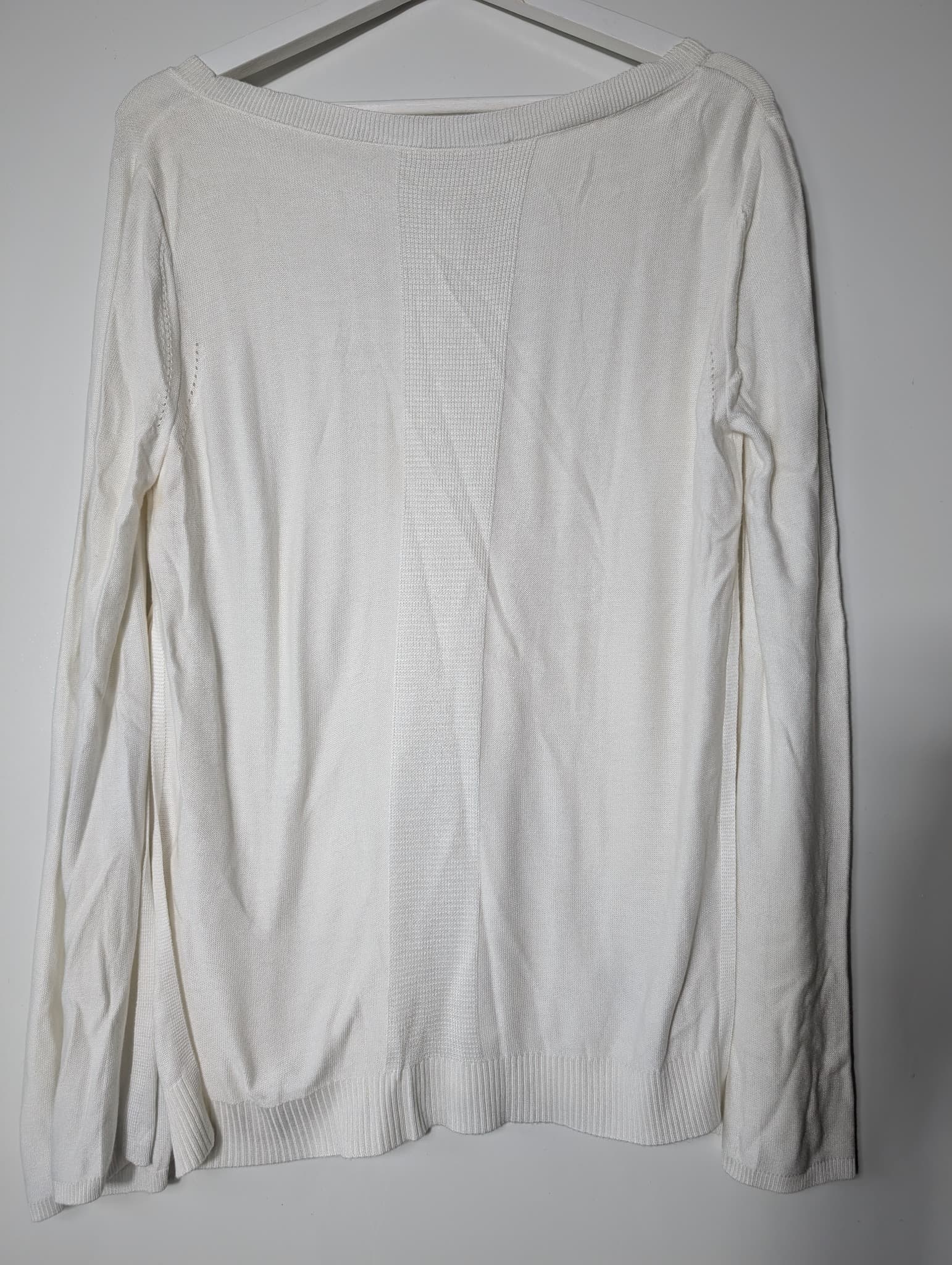 Halston Heritage Knit Sweater With Silk Side Panels White Small — photo 5 of 9