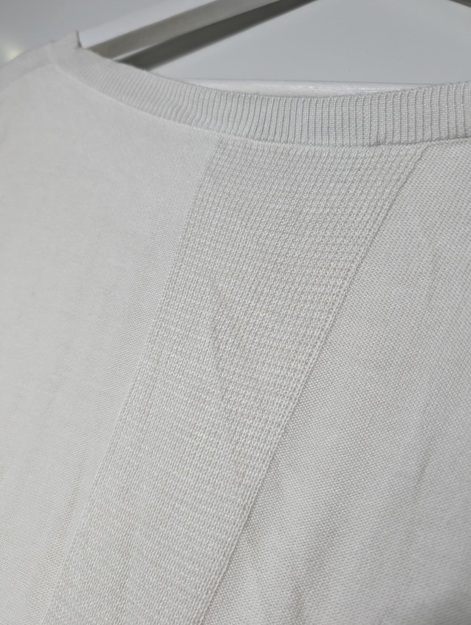 Halston Heritage Knit Sweater With Silk Side Panels White Small — photo 6 of 9