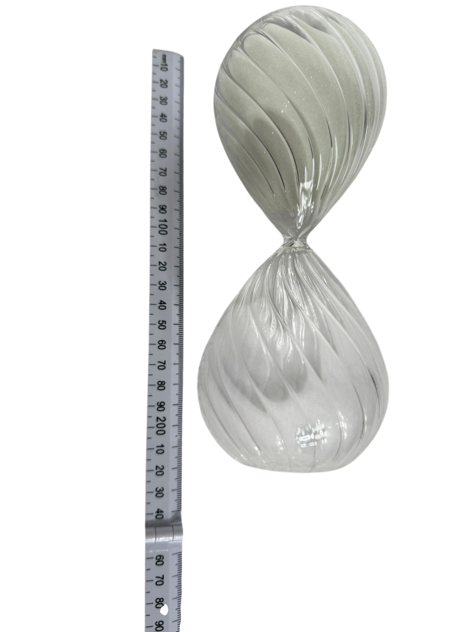 Hand Blown Glass Hourglass - Decorative Twisted Swirl with White Sand — photo 2 of 6