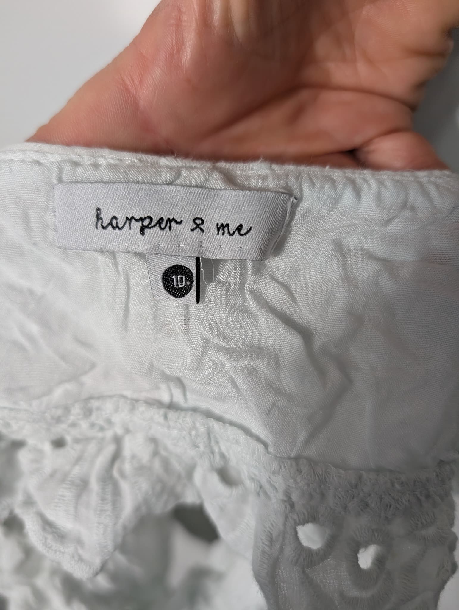 Harper & Me Eyelet Lace Ruffle Crop Top White Size 10 — photo 5 of 12