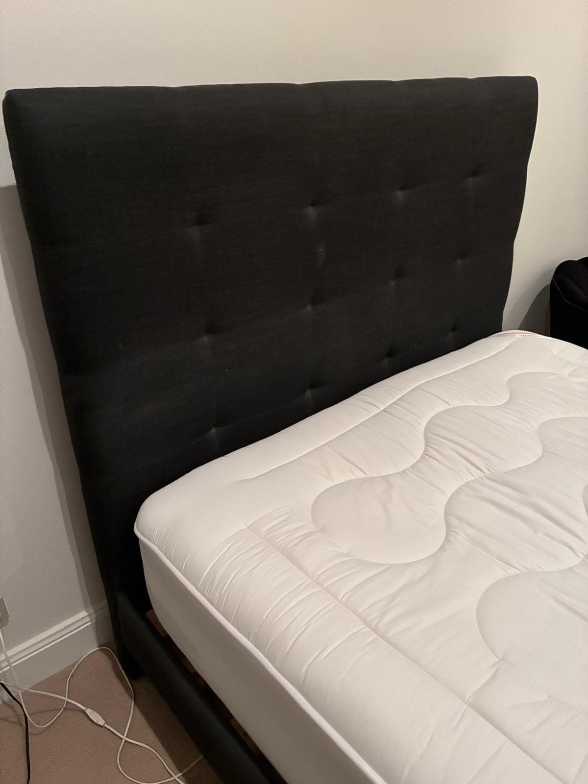 Heatherly Design Fenwick Queen Bed Head and Base Black Linen — photo 2 of 8