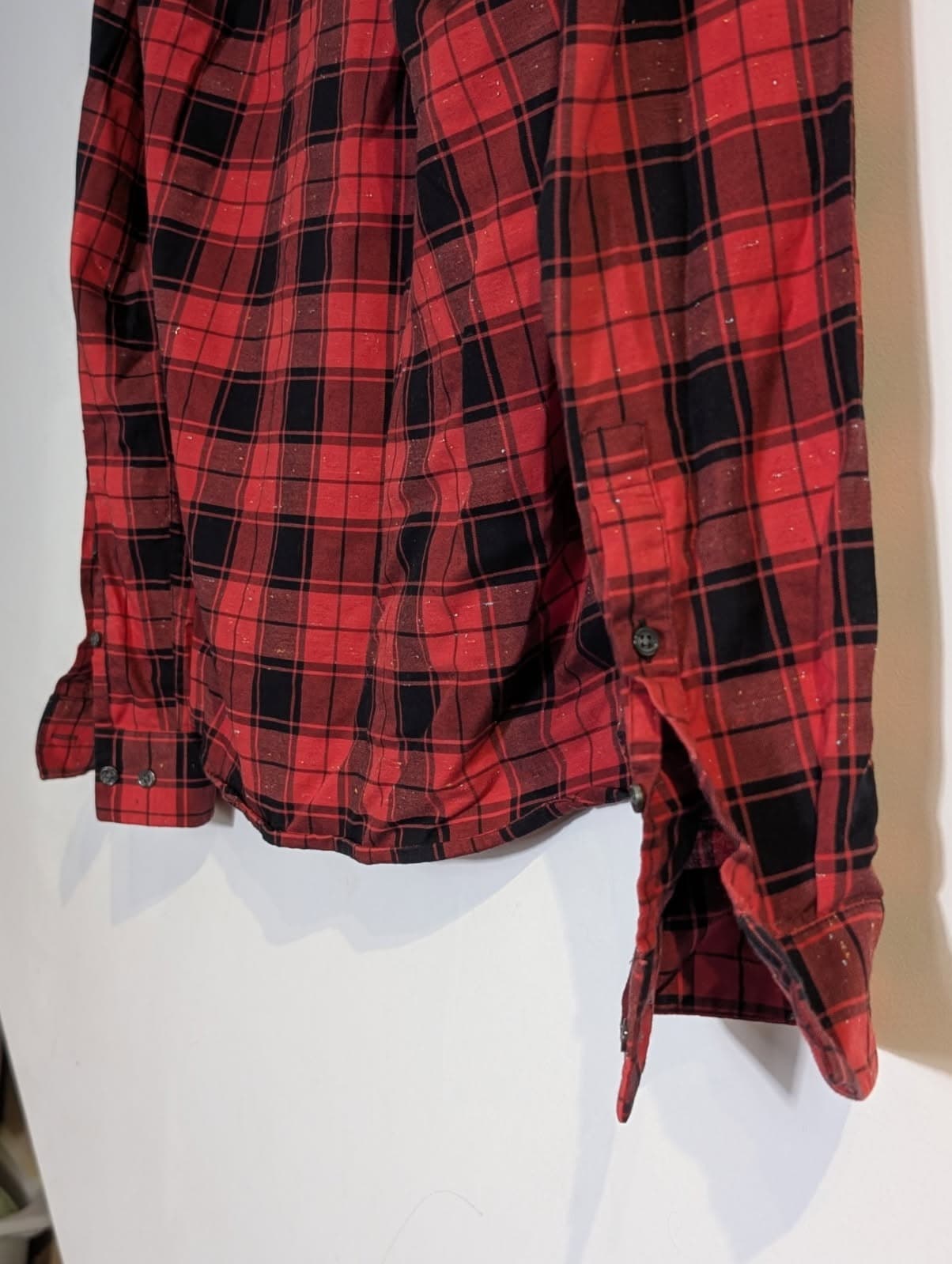 HUGO Boss Red and Black Plaid Button-Down Shirt - Men's Size M — photo 3 of 8