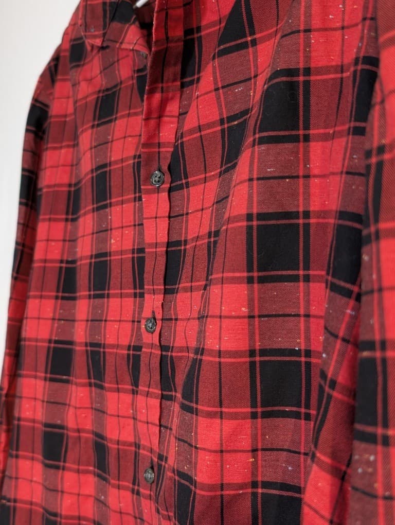 HUGO Boss Red and Black Plaid Button-Down Shirt - Men's Size M — photo 5 of 8