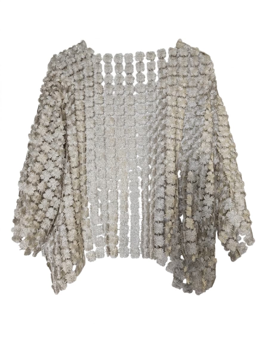 Imagine Fashion Italy Floral Lace Shrug Bolero - Metallic Cream — photo 1 of 8