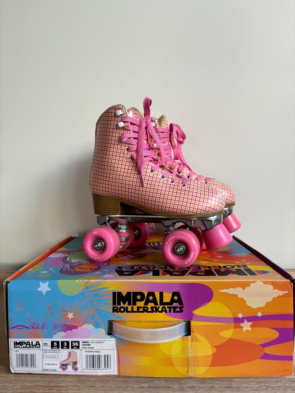 Impala Roller Skates Pink Tartan Gingham Women's US 5 — photo 2 of 3