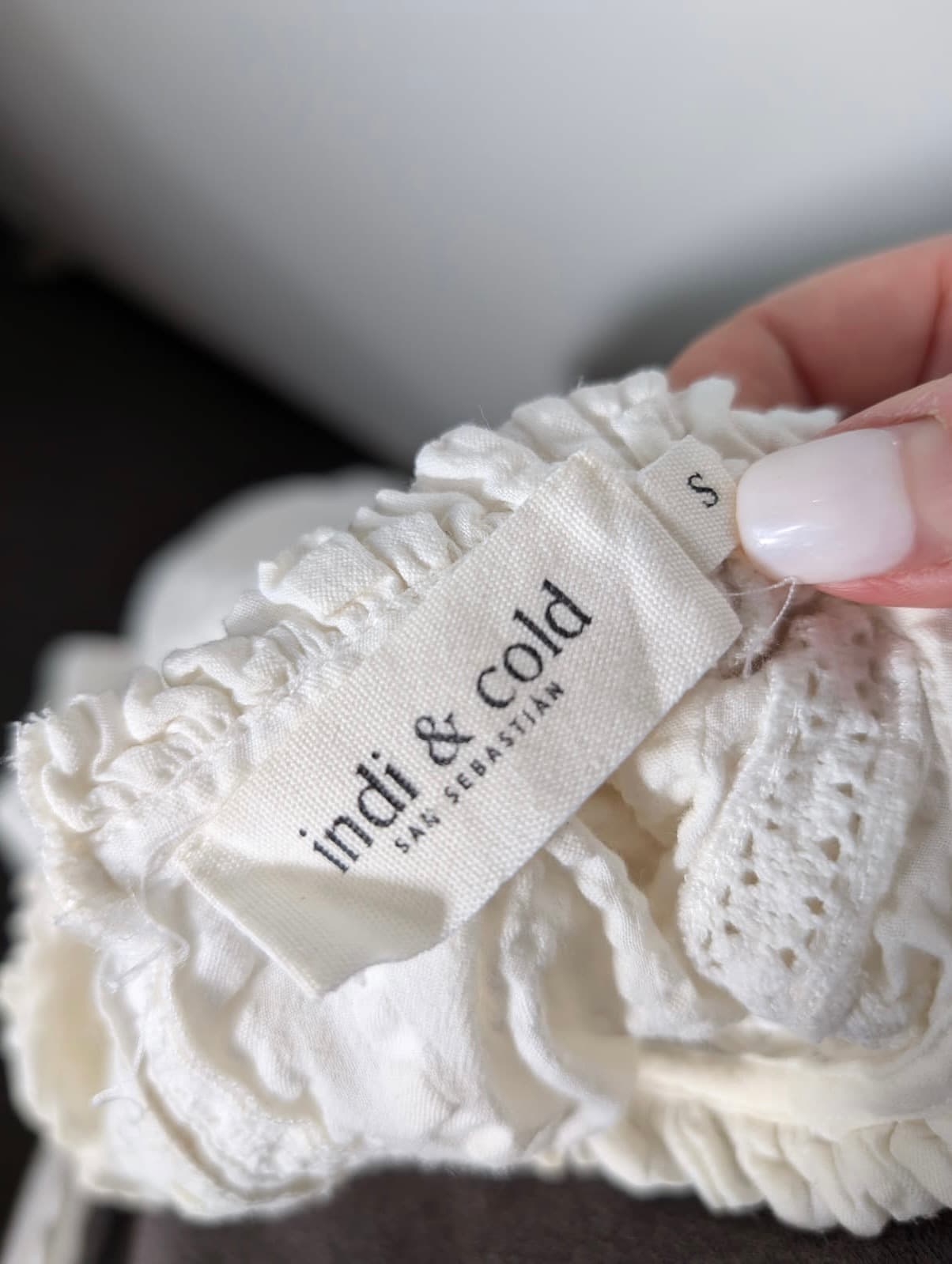 Indi & Cold Victorian-Style Lace Trim Blouse White Size S — photo 6 of 9