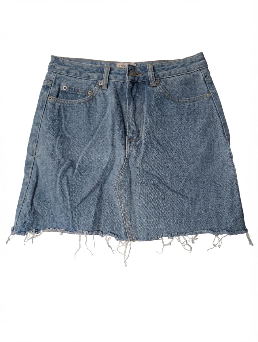 Insight Denim Mini Skirt Blue Raw Hem Size 8 — photo 1 of 8