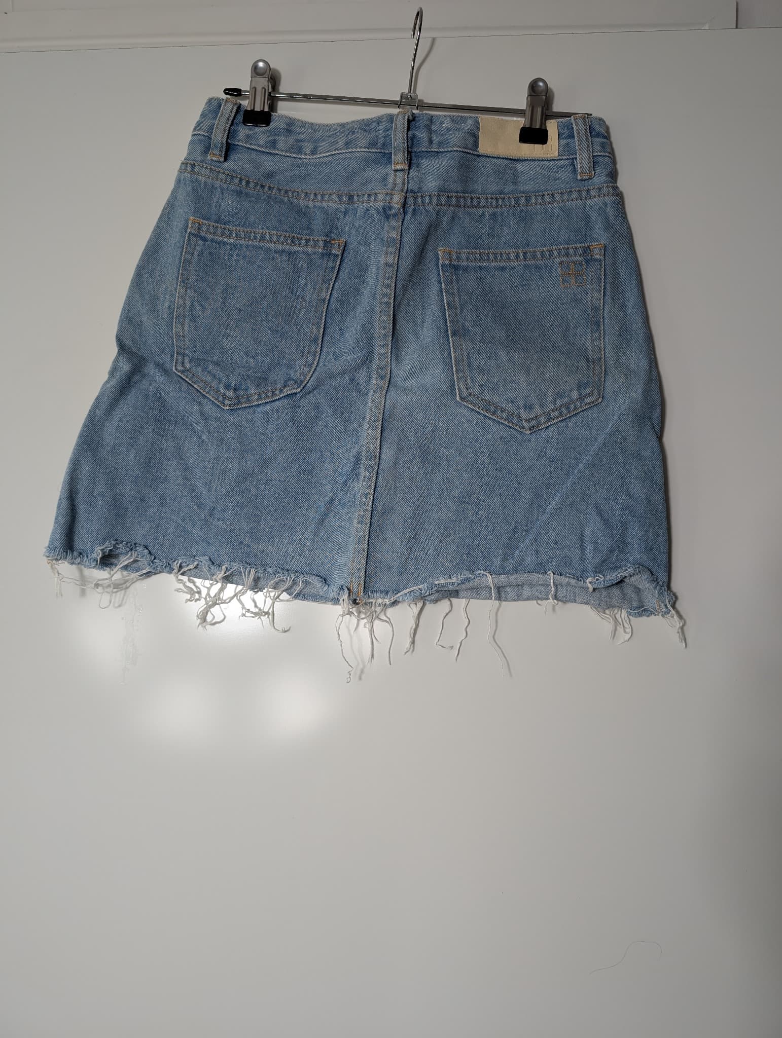 Insight Denim Mini Skirt Blue Raw Hem Size 8 — photo 4 of 8