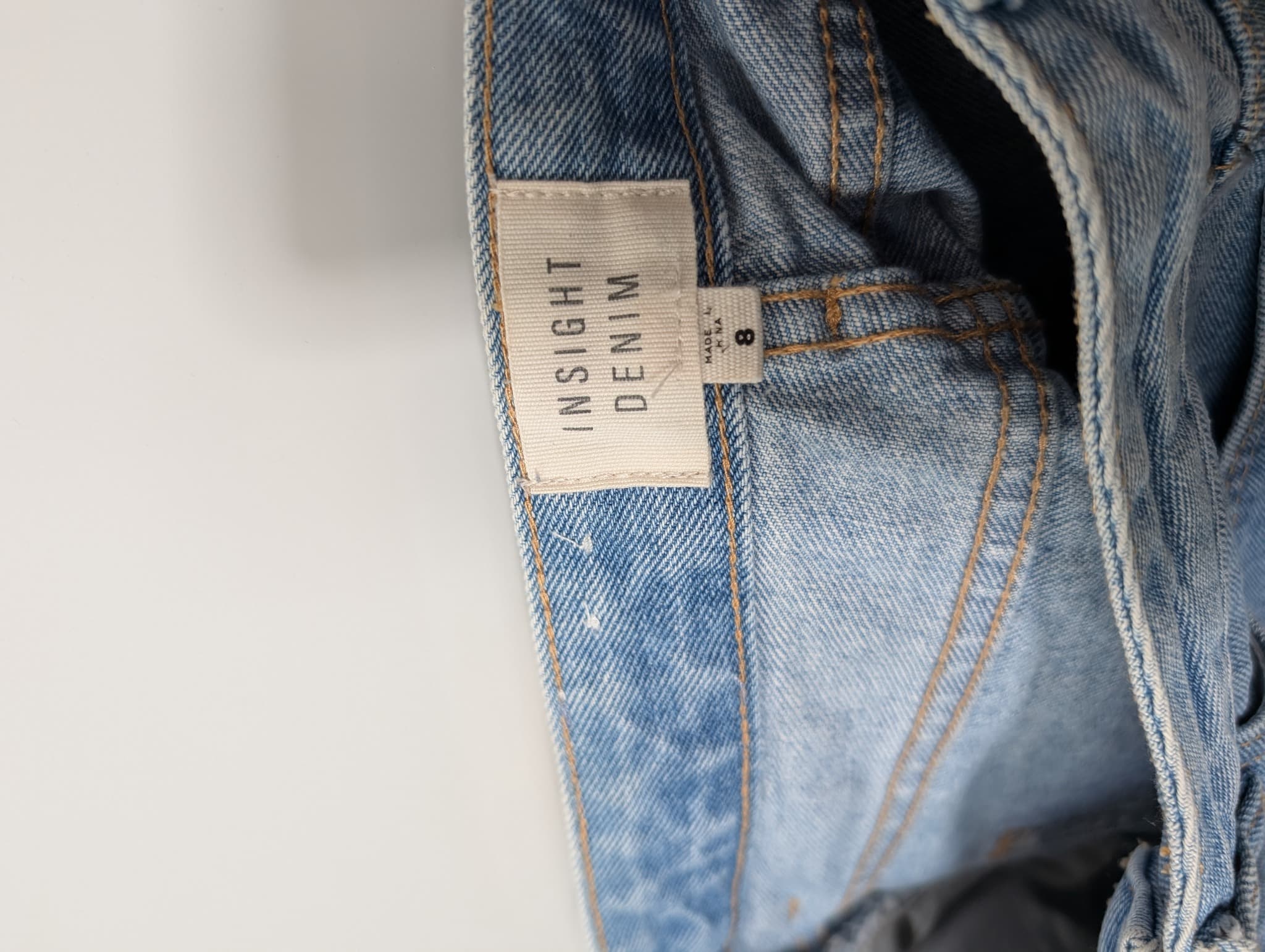 Insight Denim Mini Skirt Blue Raw Hem Size 8 — photo 6 of 8